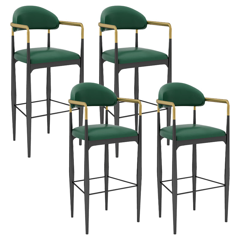 Modern Armless Backrest Counter Stool Iron Bar Stool with Cushion for Dining Room