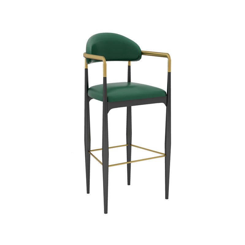 Modern Armless Backrest Counter Stool Iron Bar Stool with Cushion for Dining Room