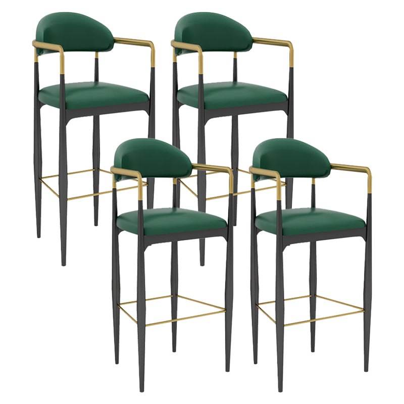 Modern Armless Backrest Counter Stool Iron Bar Stool with Cushion for Dining Room