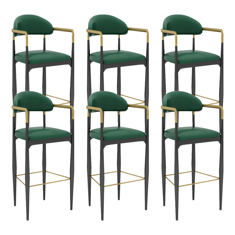 Modern Armless Backrest Counter Stool Iron Bar Stool with Cushion for Dining Room