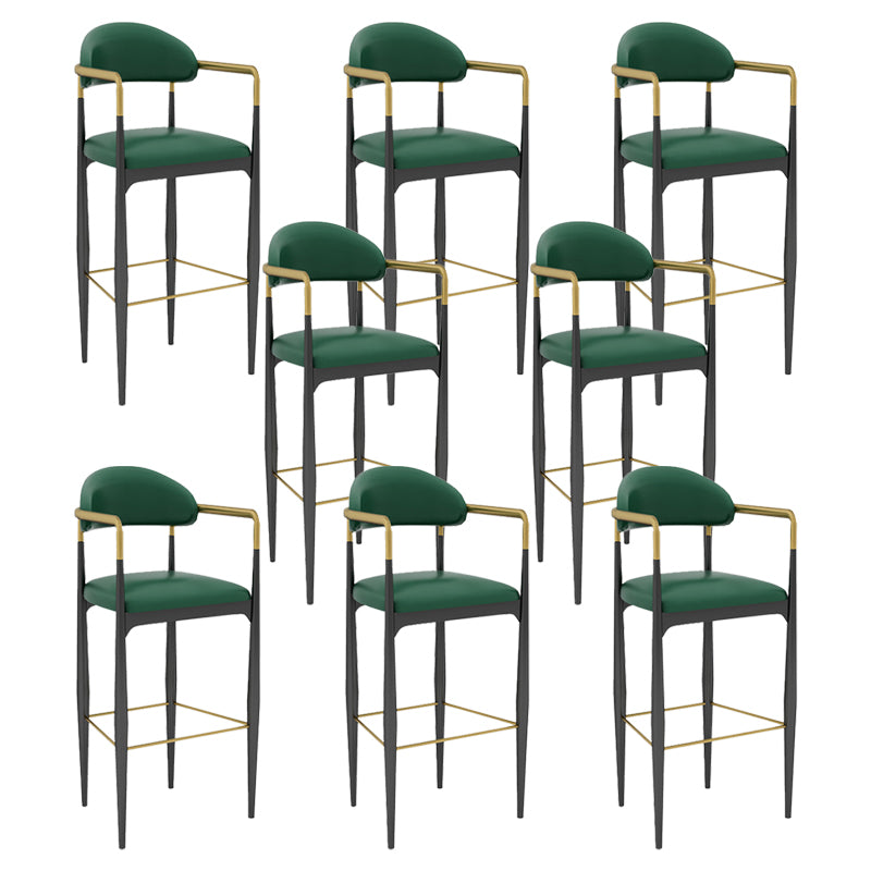 Modern Armless Backrest Counter Stool Iron Bar Stool with Cushion for Dining Room