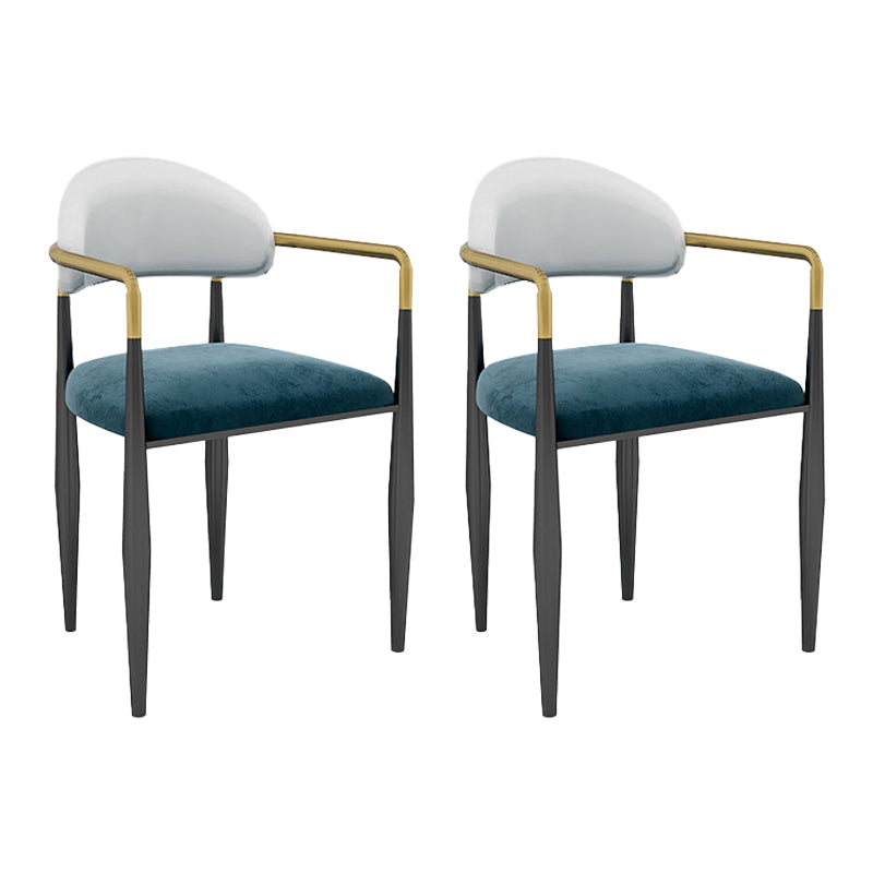 Modern Armless Backrest Counter Stool Iron Bar Stool with Cushion for Dining Room