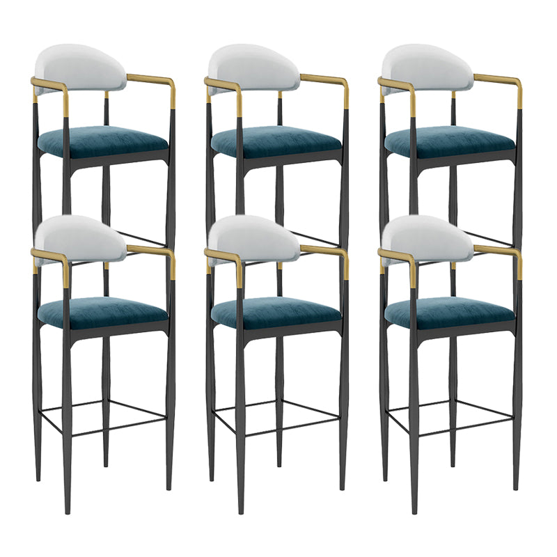 Modern Armless Backrest Counter Stool Iron Bar Stool with Cushion for Dining Room