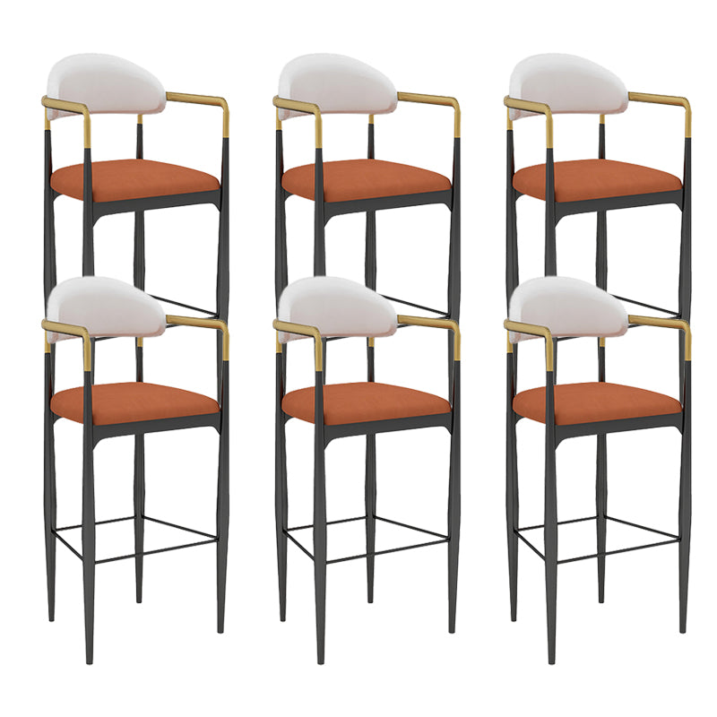 Modern Armless Backrest Counter Stool Iron Bar Stool with Cushion for Dining Room