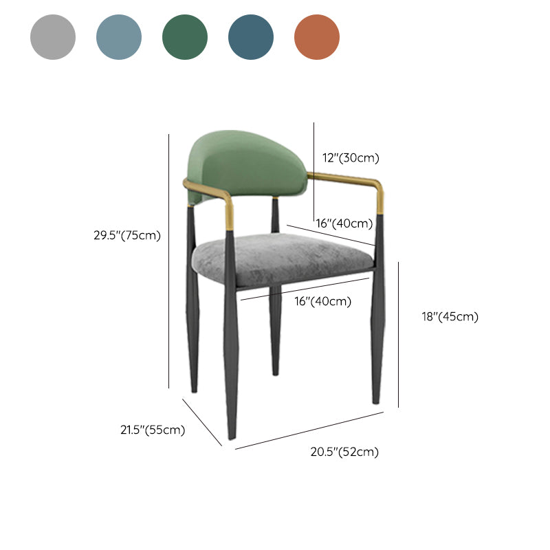 Modern Armless Backrest Counter Stool Iron Bar Stool with Cushion for Dining Room