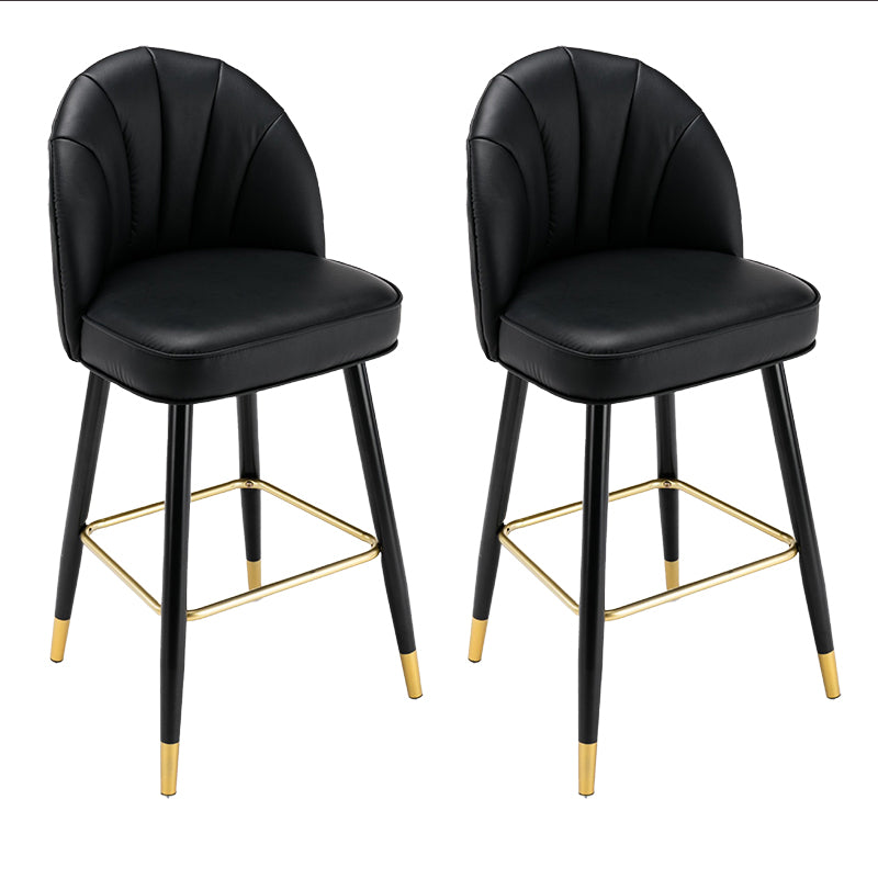 Modern Armless Backrest Counter Stool Iron Bar Stool with Cushion for Kitchen