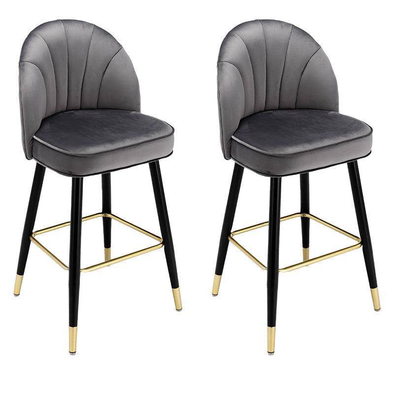 Modern Armless Backrest Counter Stool Iron Bar Stool with Cushion for Kitchen