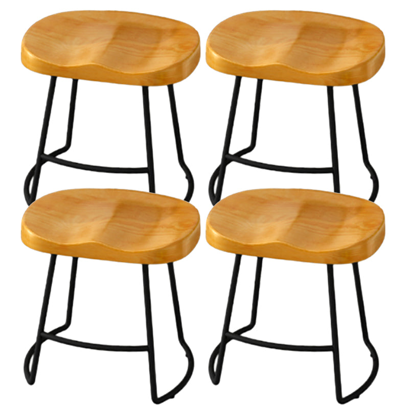 Modern Armless Backless Counter Stool Pine Wood Bar Stool with Pedal for Cafe