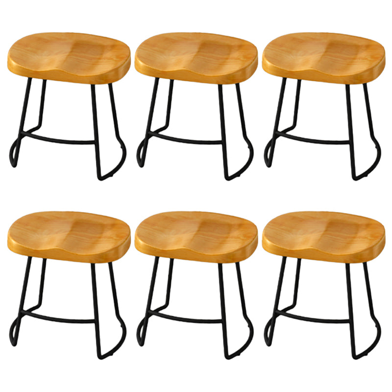 Modern Armless Backless Counter Stool Pine Wood Bar Stool with Pedal for Cafe