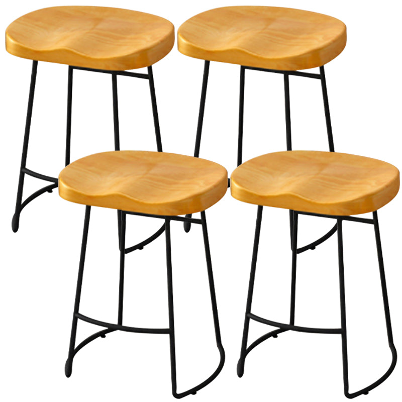 Modern Armless Backless Counter Stool Pine Wood Bar Stool with Pedal for Cafe
