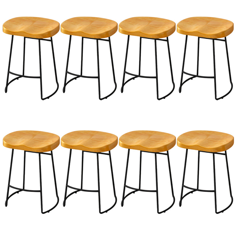 Modern Armless Backless Counter Stool Pine Wood Bar Stool with Pedal for Cafe