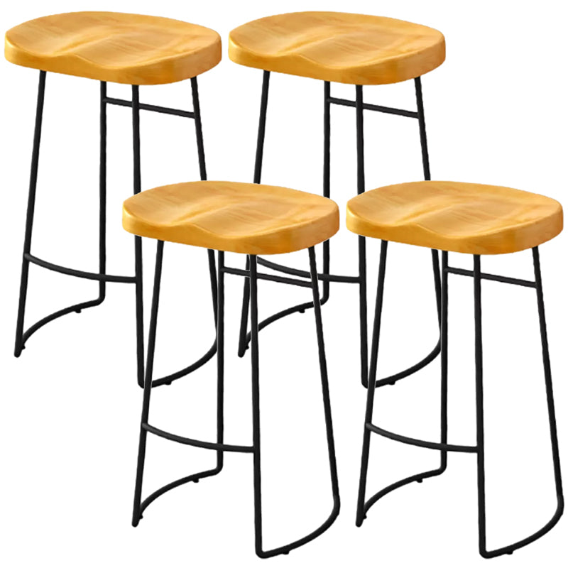 Modern Armless Backless Counter Stool Pine Wood Bar Stool with Pedal for Cafe