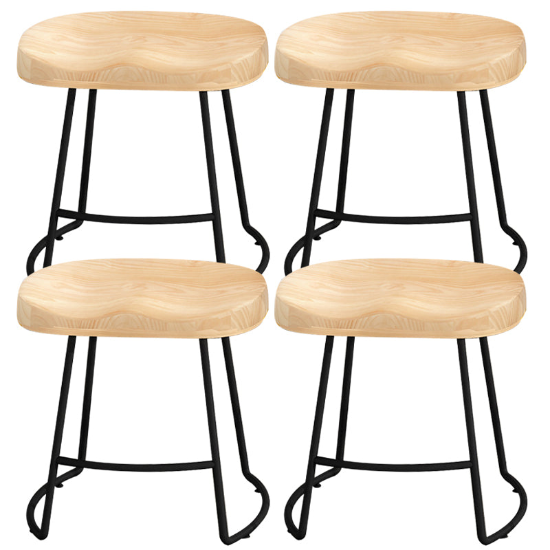 Modern Armless Backless Counter Stool Pine Wood Bar Stool with Pedal for Cafe