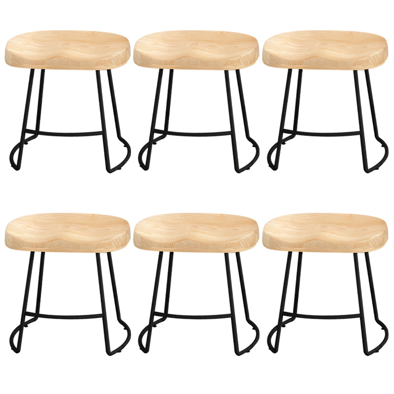 Modern Armless Backless Counter Stool Pine Wood Bar Stool with Pedal for Cafe
