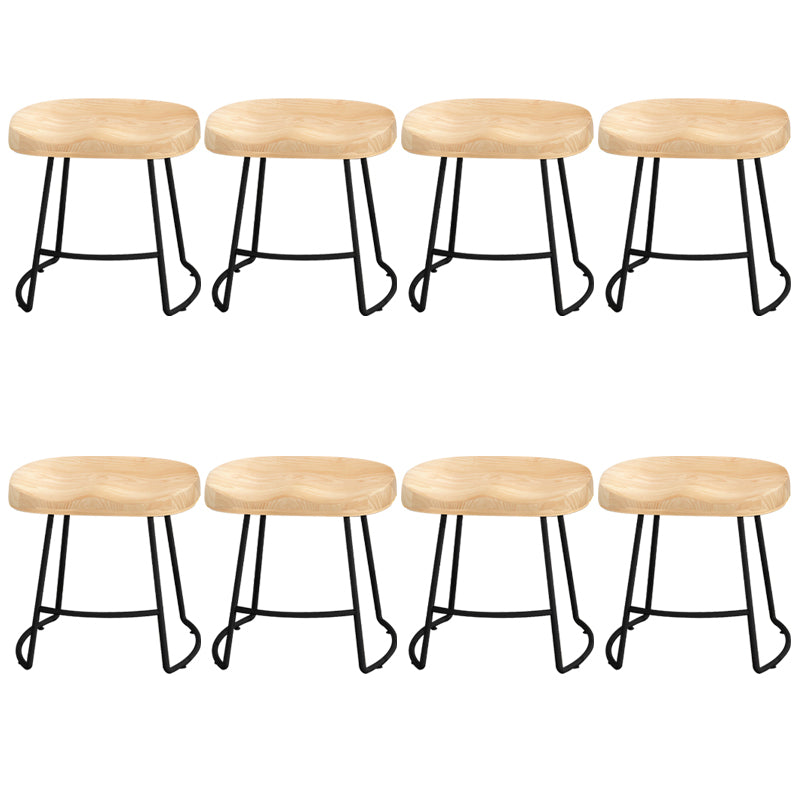 Modern Armless Backless Counter Stool Pine Wood Bar Stool with Pedal for Cafe