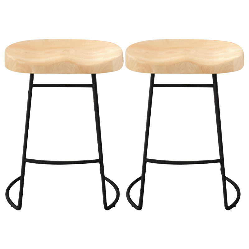 Modern Armless Backless Counter Stool Pine Wood Bar Stool with Pedal for Cafe