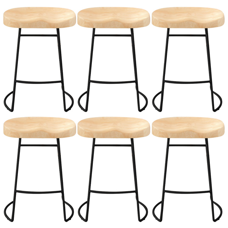 Modern Armless Backless Counter Stool Pine Wood Bar Stool with Pedal for Cafe