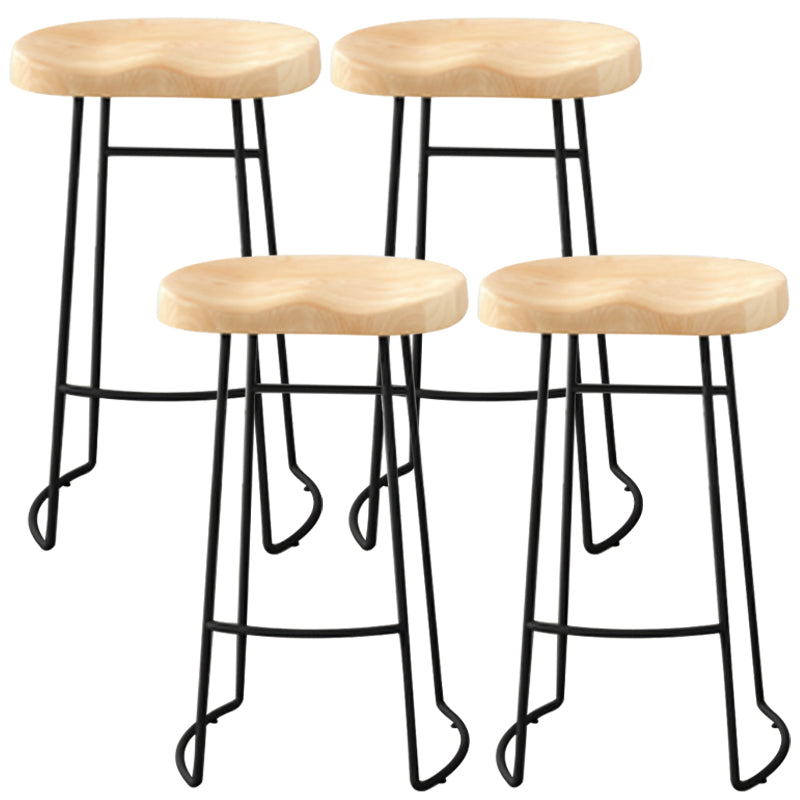 Modern Armless Backless Counter Stool Pine Wood Bar Stool with Pedal for Cafe