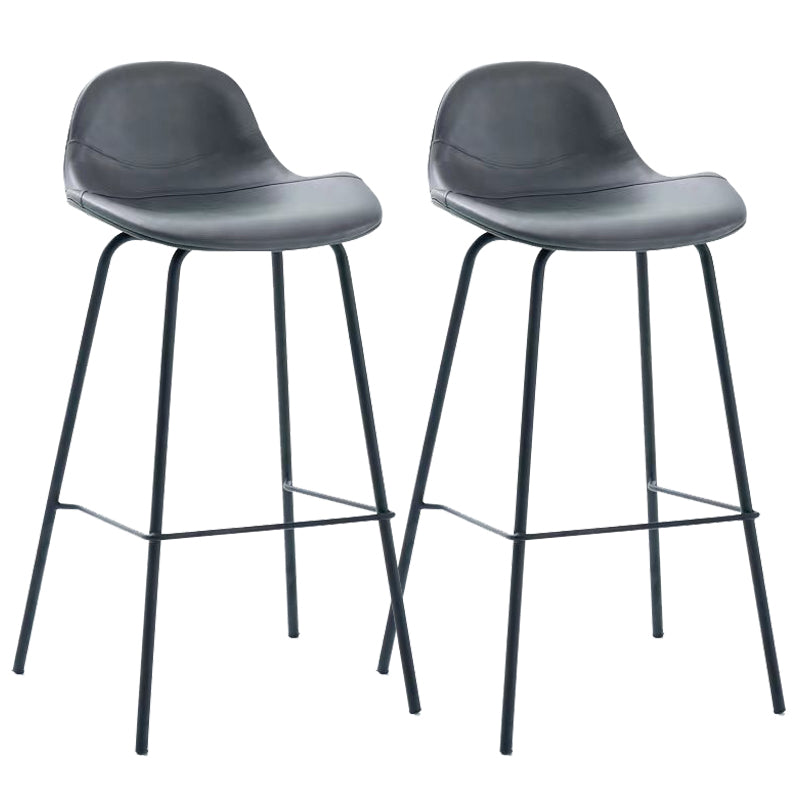 Modern Backrest Counter Stool Iron Bar Stool with Leather Cushion for Dining Room