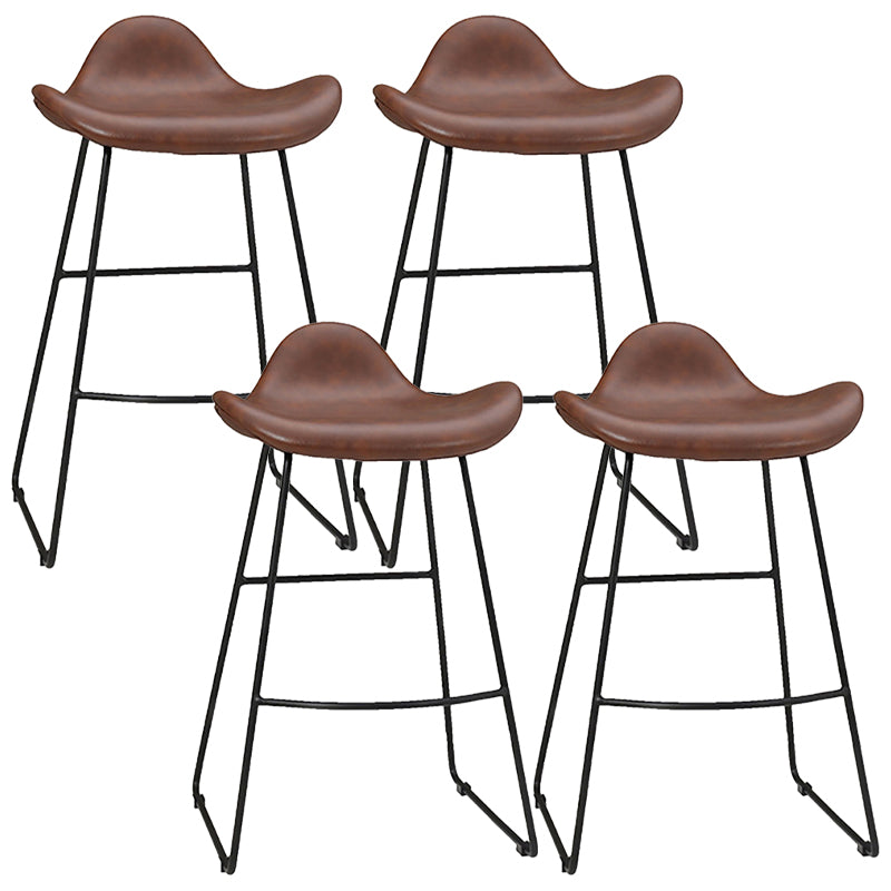 Industrial Faux Leather Bar Stools Metal Barstool in Black and Brown