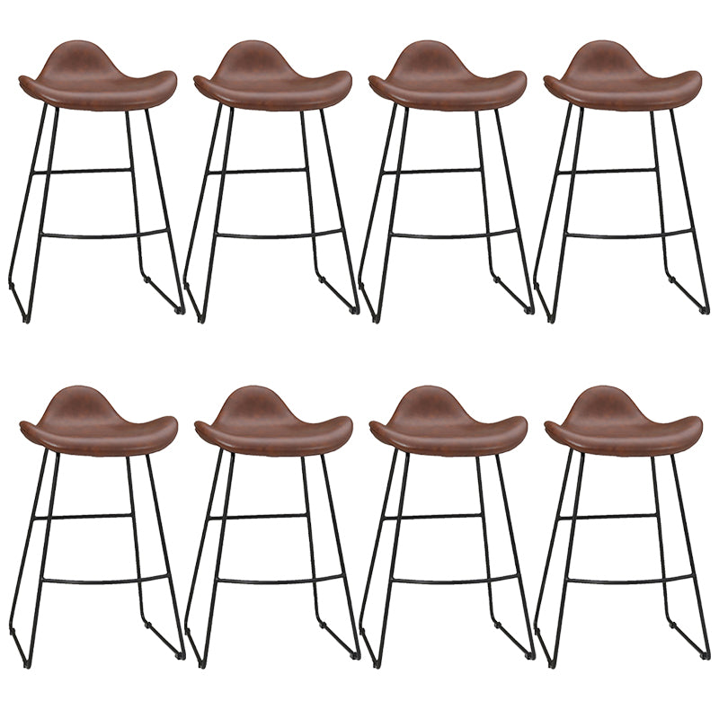 Industrial Faux Leather Bar Stools Metal Barstool in Black and Brown