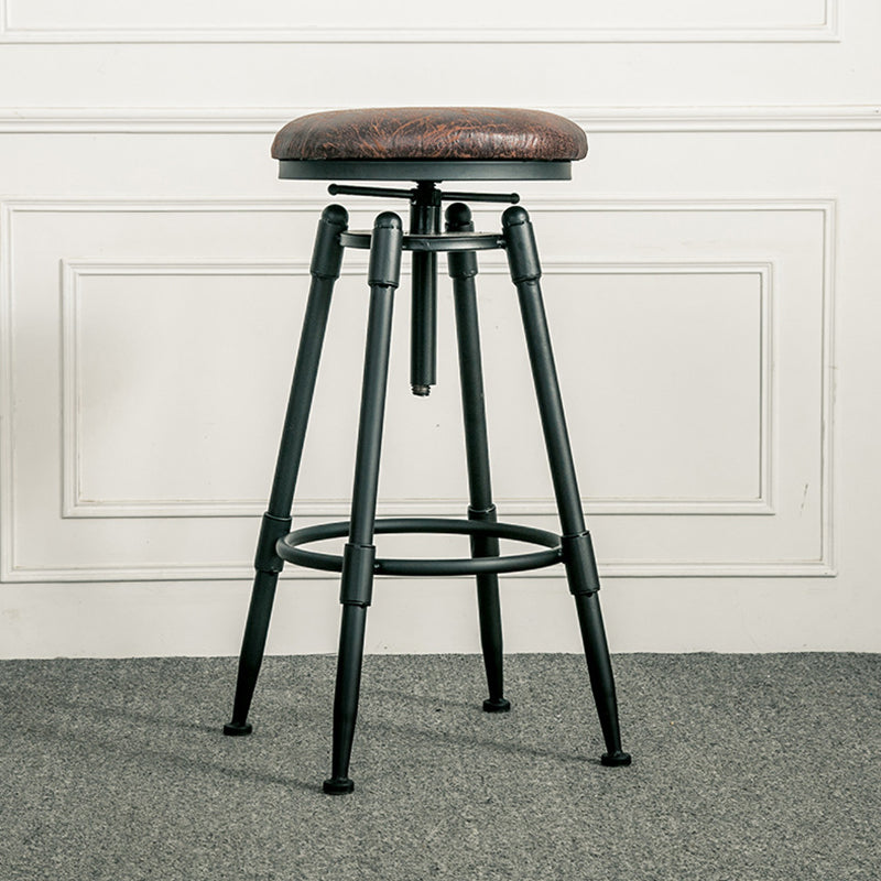 Adjustable Height Bar Stools Industrial Barstool with Metal Legs