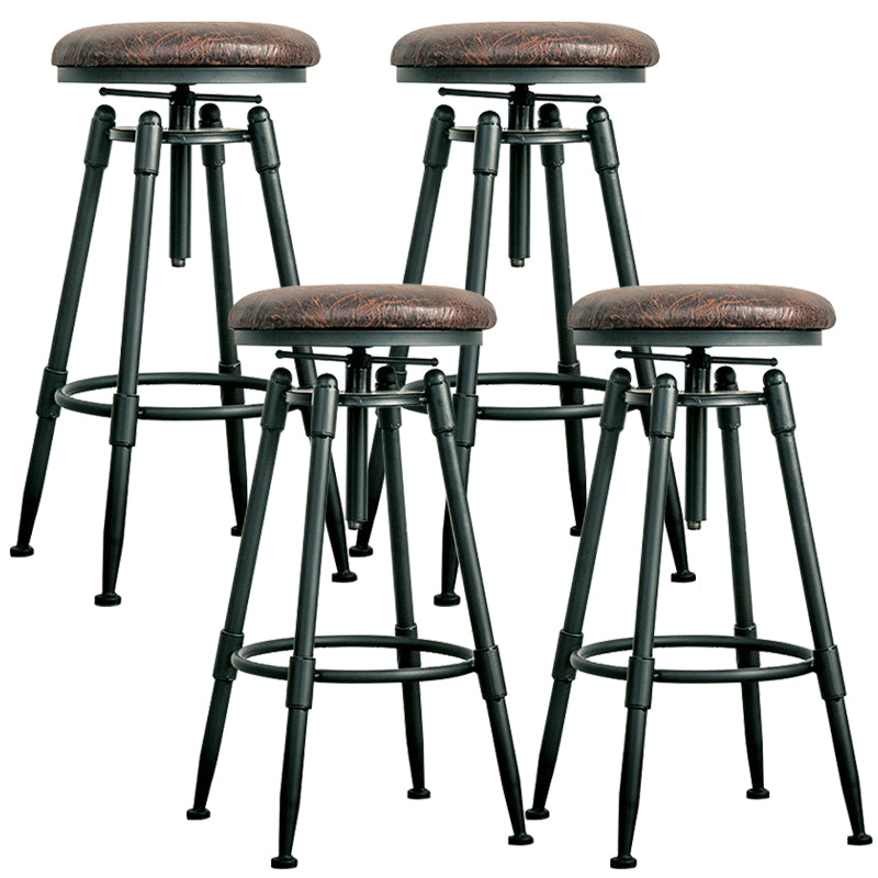 Adjustable Height Bar Stools Industrial Barstool with Metal Legs