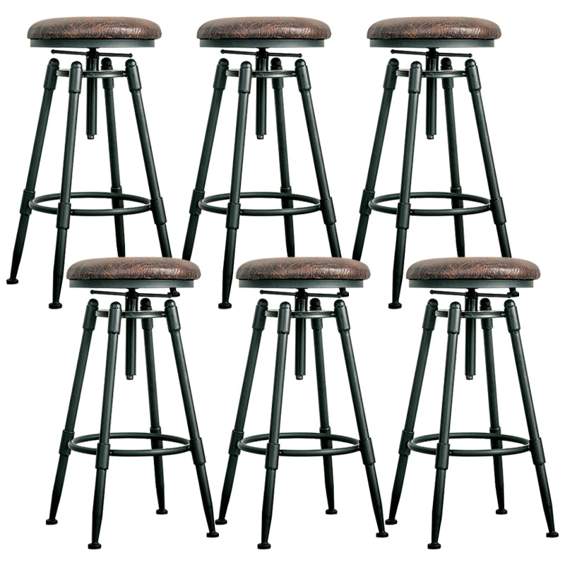 Adjustable Height Bar Stools Industrial Barstool with Metal Legs