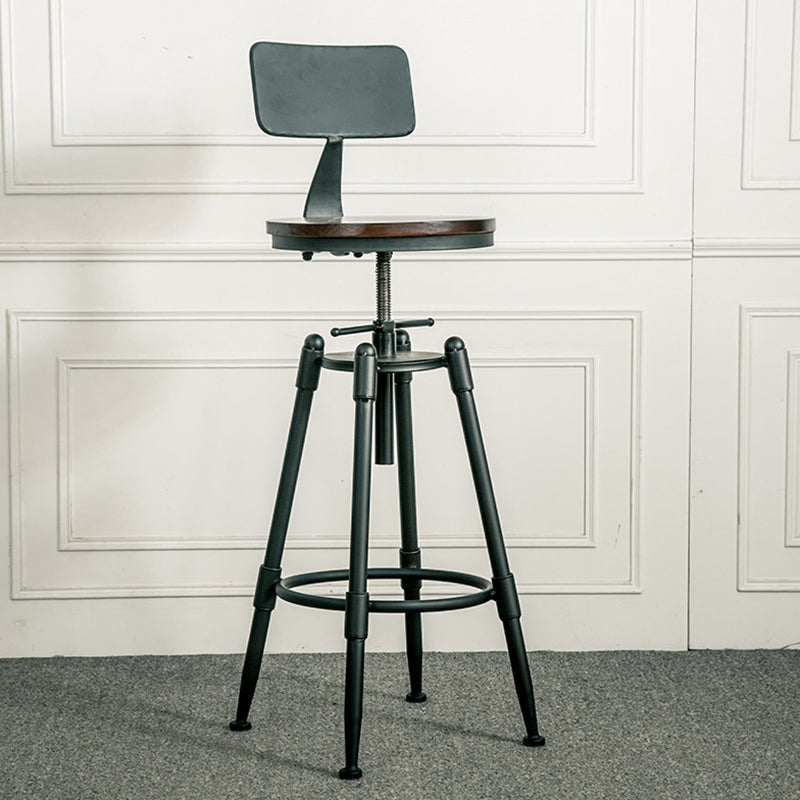 Adjustable Height Bar Stools Industrial Barstool with Metal Legs