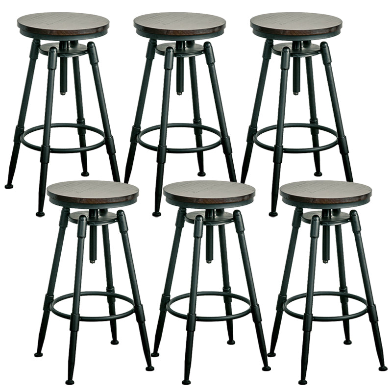 Adjustable Height Bar Stools Industrial Barstool with Metal Legs