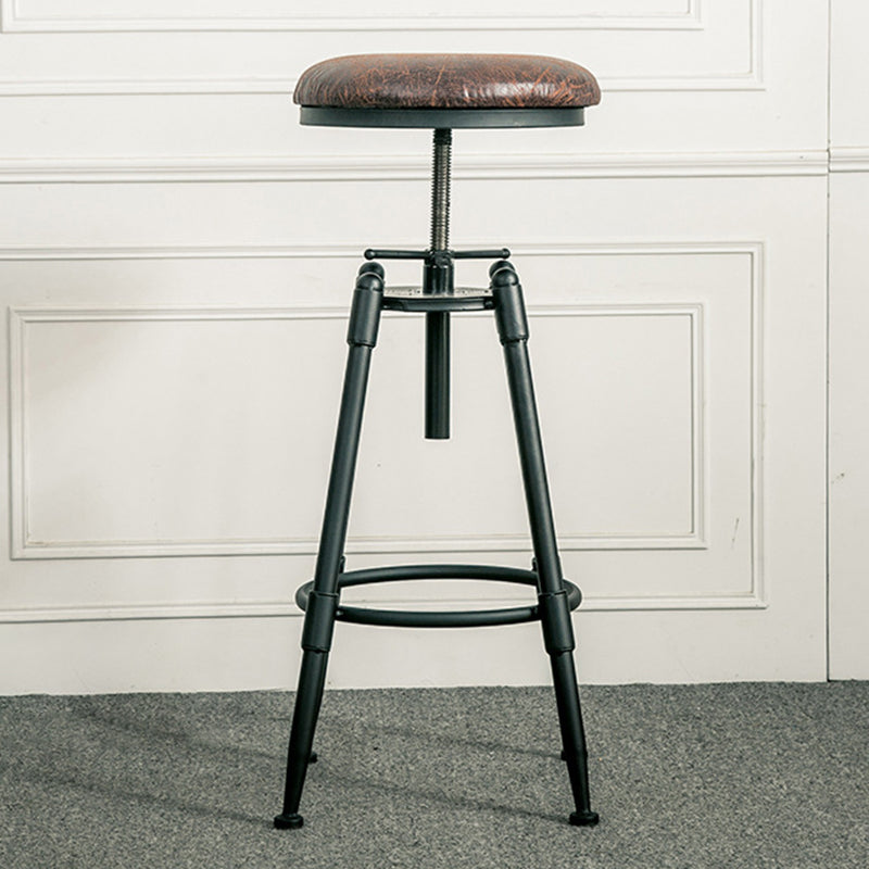 Adjustable Height Bar Stools Industrial Barstool with Metal Legs