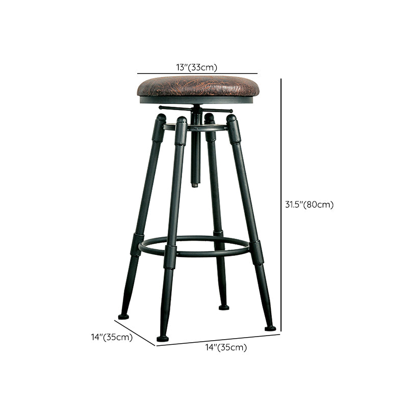 Adjustable Height Bar Stools Industrial Barstool with Metal Legs