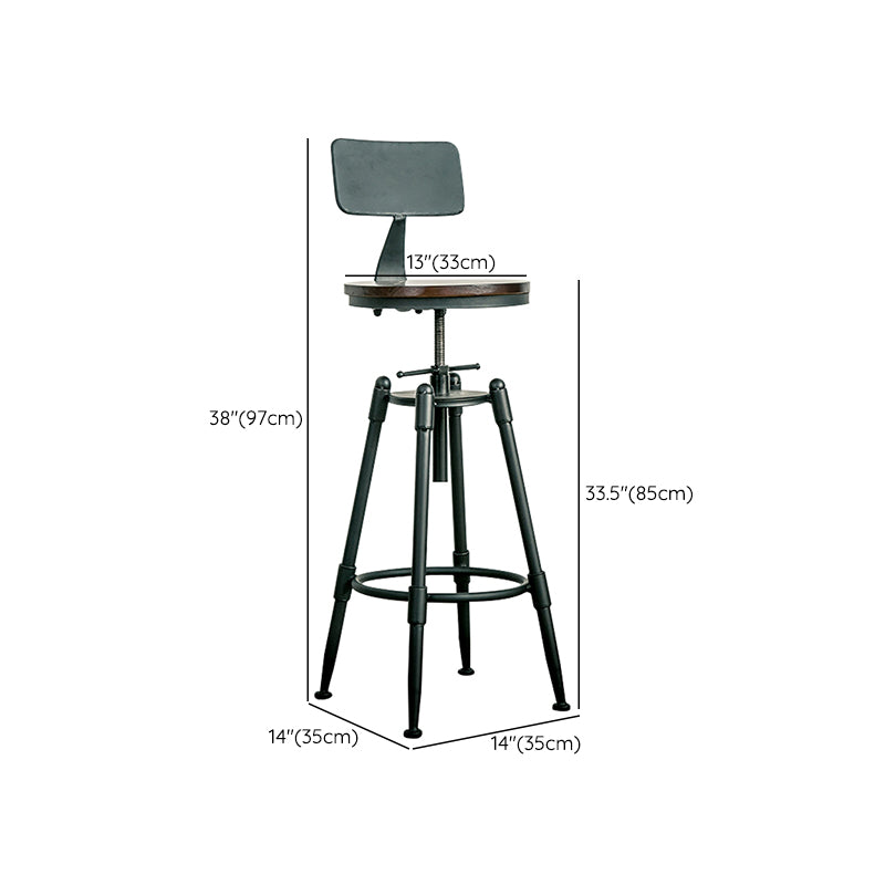 Adjustable Height Bar Stools Industrial Barstool with Metal Legs