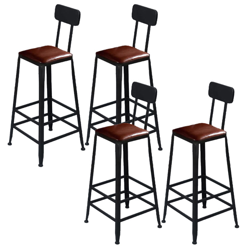 Metal Bar Stools Industrial Barstool in Black and Brown with Footrest