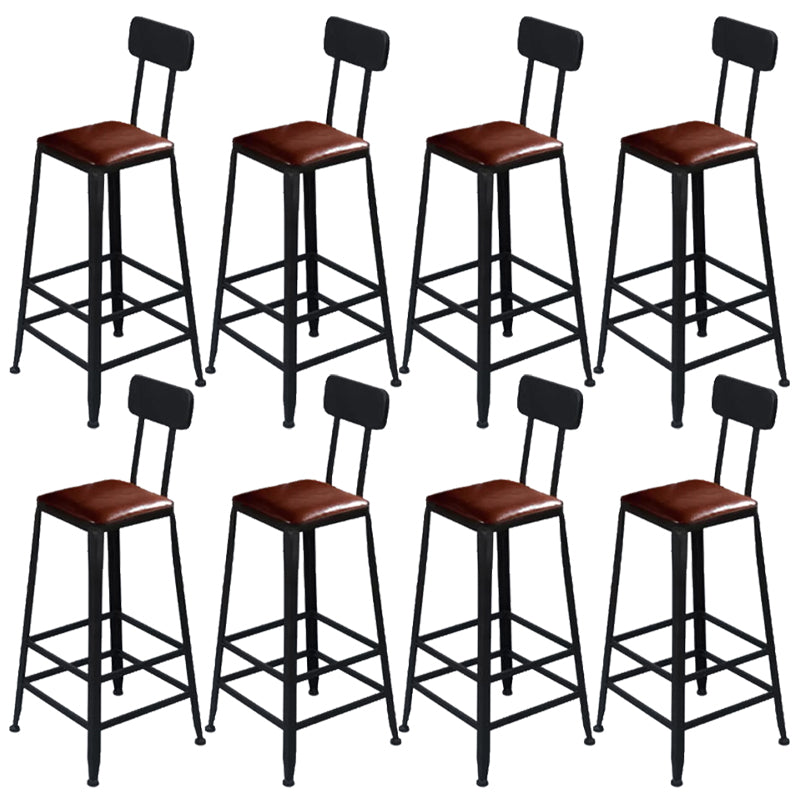 Metal Bar Stools Industrial Barstool in Black and Brown with Footrest