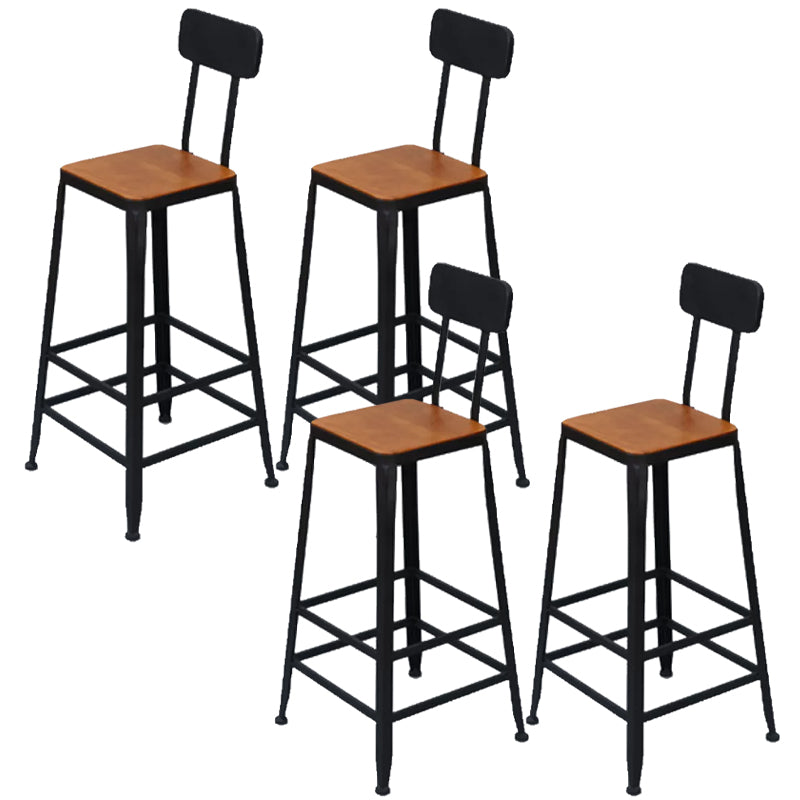 Metal Bar Stools Industrial Barstool in Black and Brown with Footrest