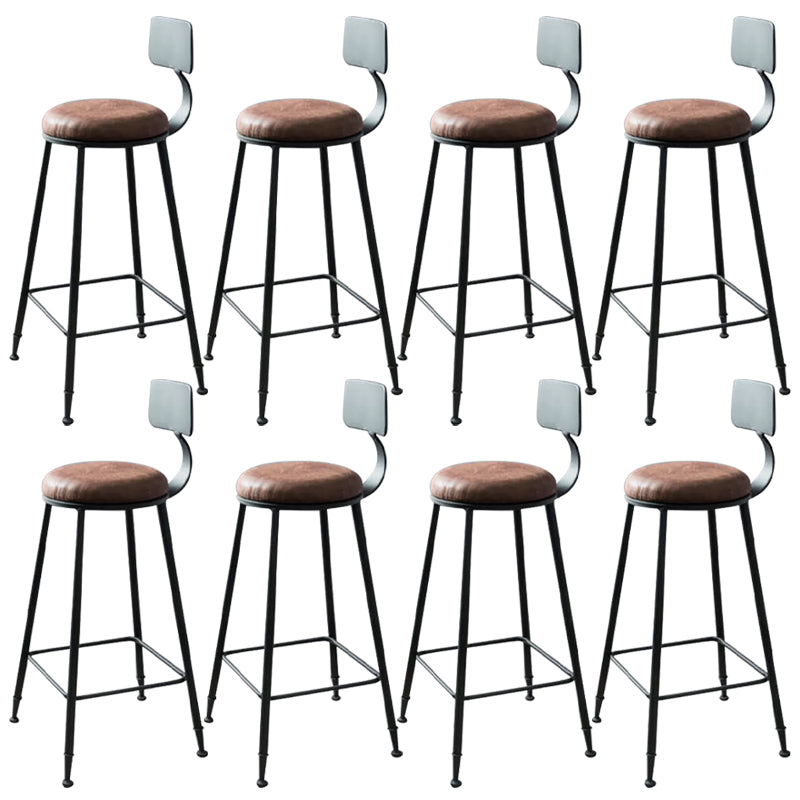 Metal Bar Stools Industrial Barstool in Black and Brown with Footrest