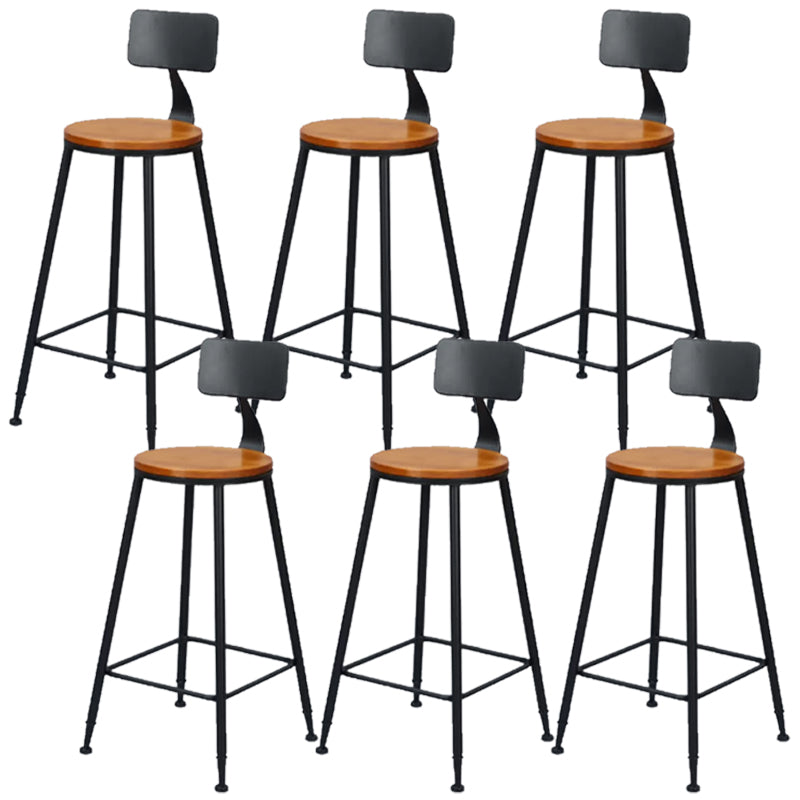 Metal Bar Stools Industrial Barstool in Black and Brown with Footrest