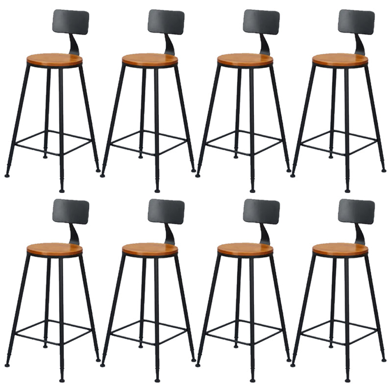 Metal Bar Stools Industrial Barstool in Black and Brown with Footrest