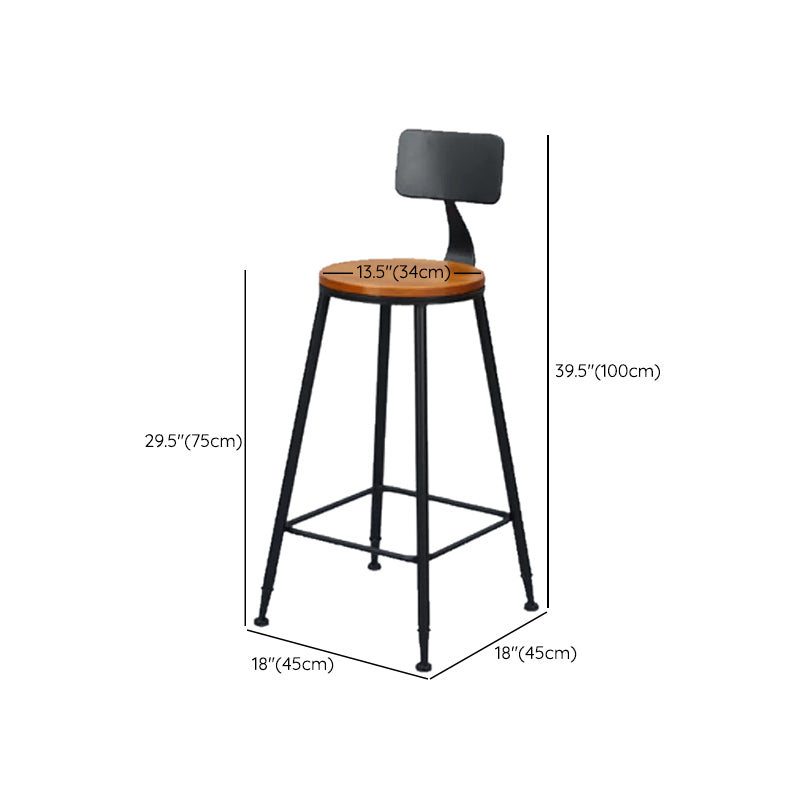 Metal Bar Stools Industrial Barstool in Black and Brown with Footrest