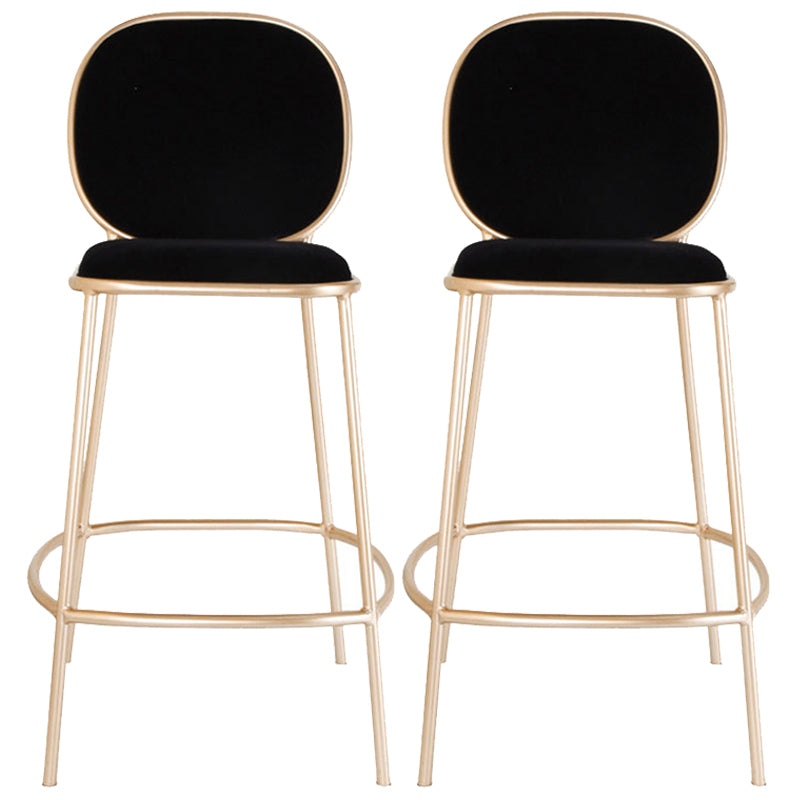 Contemporary Backrest Bar Stools Metal Barstool with Gold Legs
