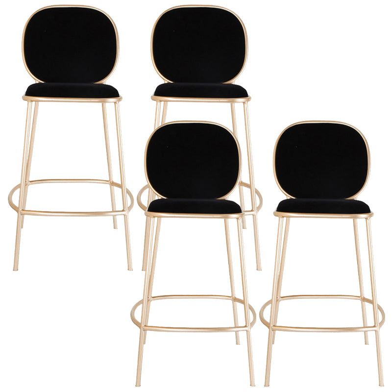 Contemporary Backrest Bar Stools Metal Barstool with Gold Legs