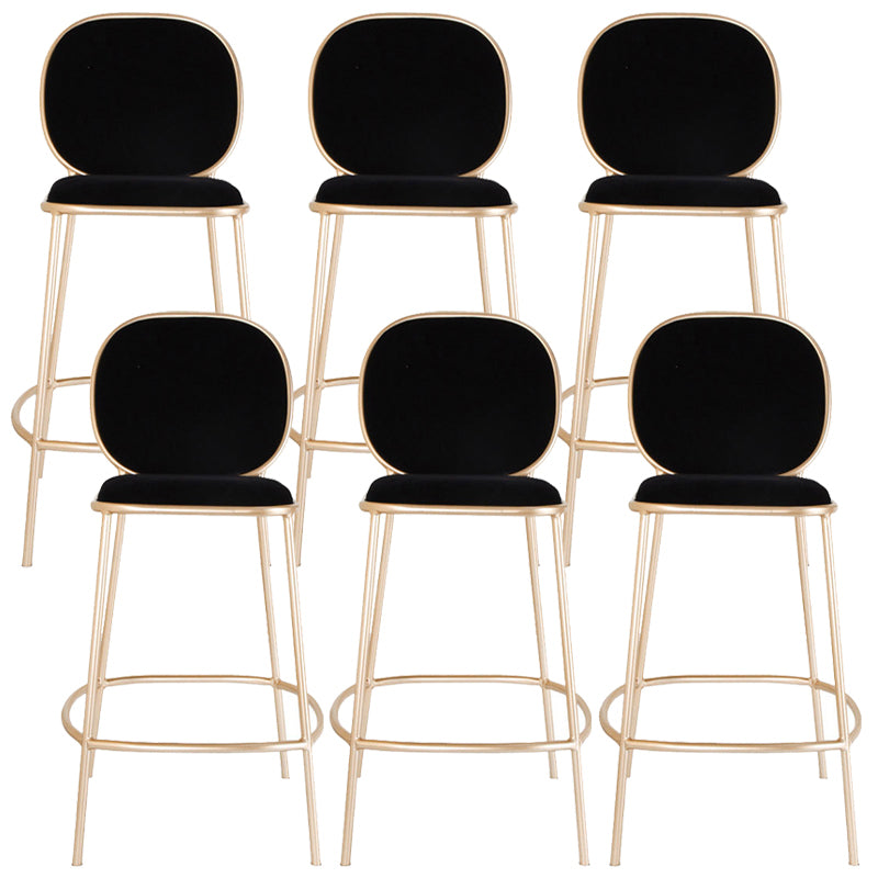 Contemporary Backrest Bar Stools Metal Barstool with Gold Legs