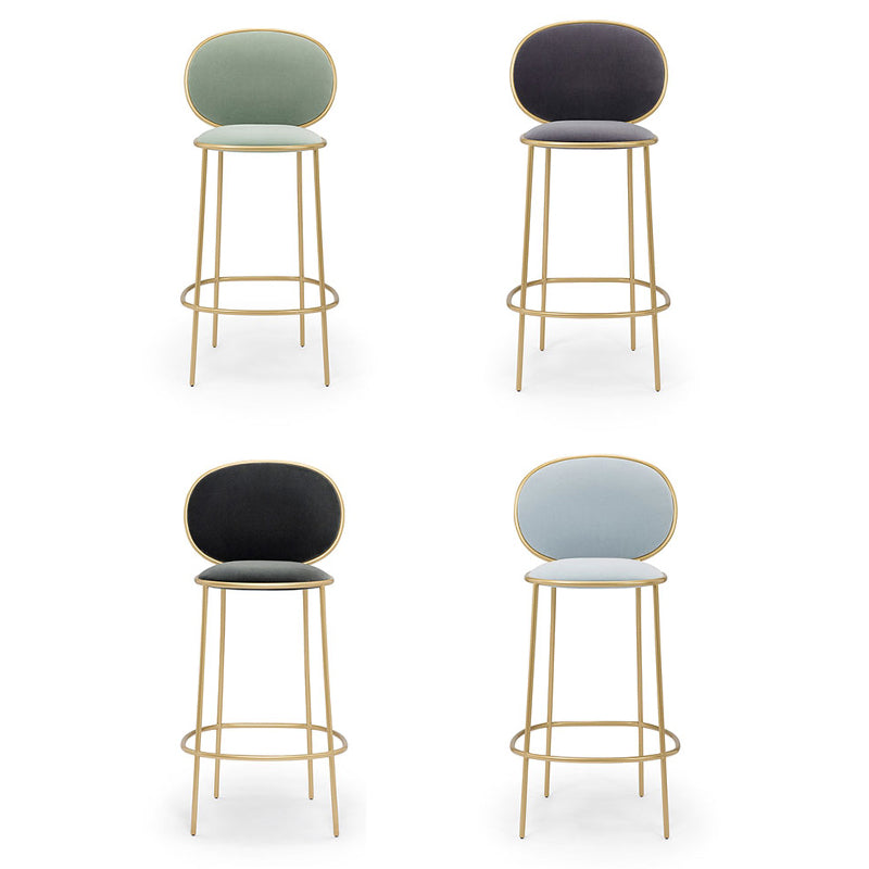 Contemporary Backrest Bar Stools Metal Barstool with Gold Legs