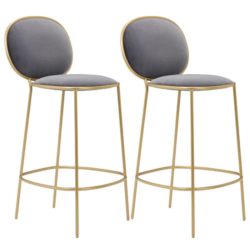 Contemporary Backrest Bar Stools Metal Barstool with Gold Legs