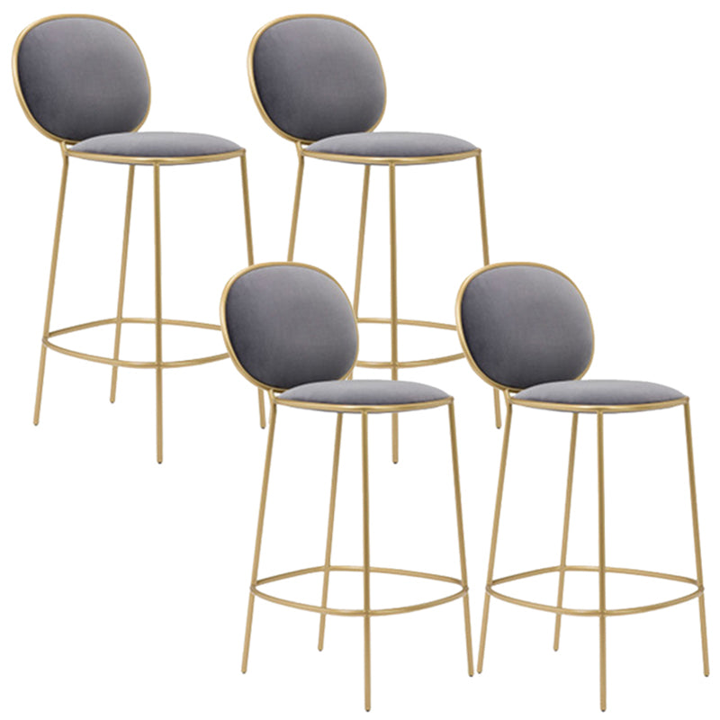 Contemporary Backrest Bar Stools Metal Barstool with Gold Legs