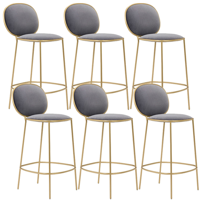 Contemporary Backrest Bar Stools Metal Barstool with Gold Legs