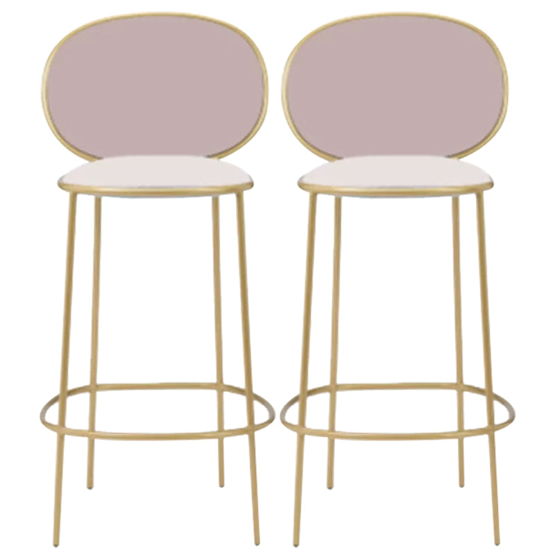 Contemporary Backrest Bar Stools Metal Barstool with Gold Legs