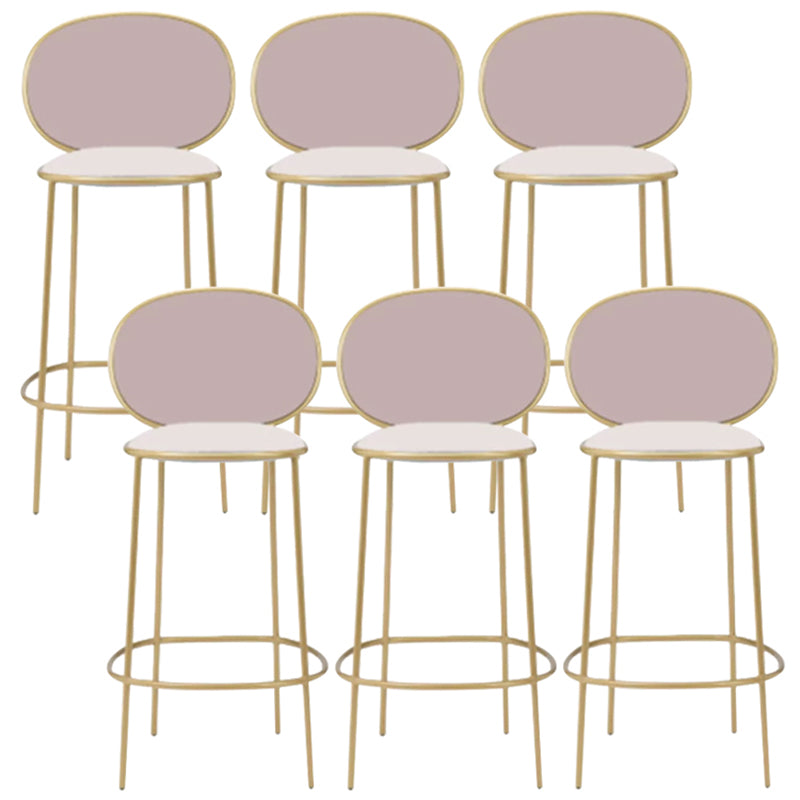 Contemporary Backrest Bar Stools Metal Barstool with Gold Legs