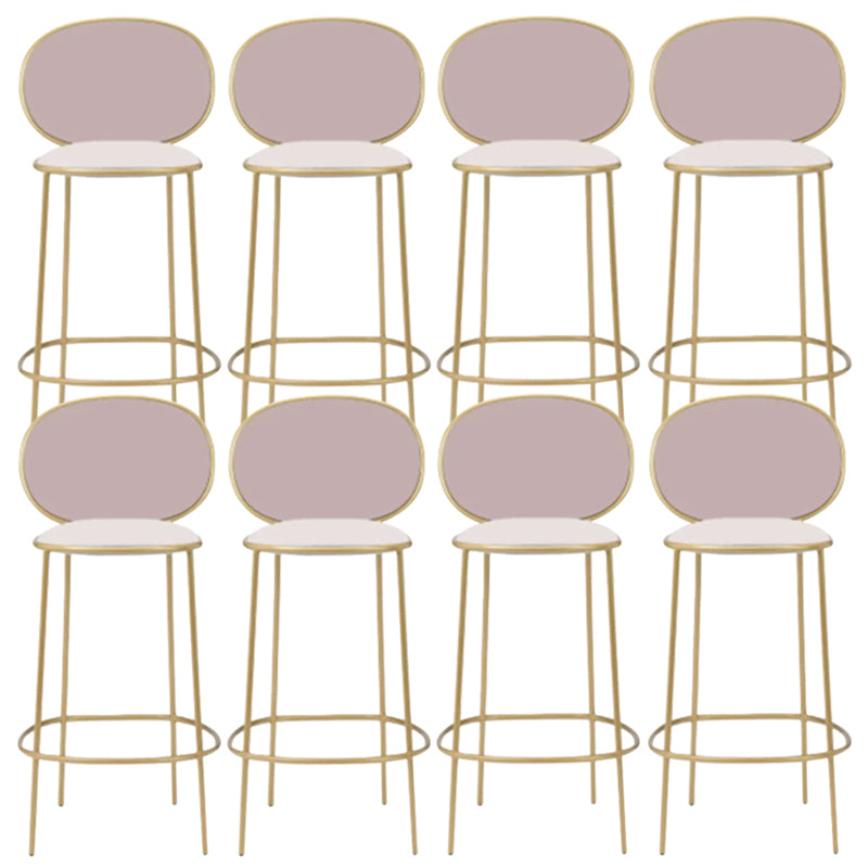 Contemporary Backrest Bar Stools Metal Barstool with Gold Legs